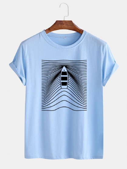 Casual T-shirts Met Korte Mouwen Voor Heren En Veerprint