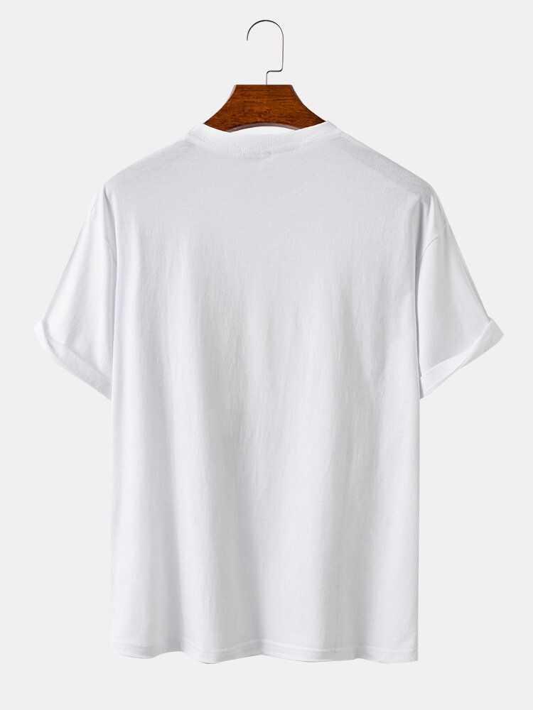 Heren Katoenen Zoete Peer Grafische Print Effen Kleur Losse O-hals T-shirts