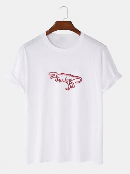 Katoen Eenvoudige Dinosaurus Print Losse T-shirts Met Korte Mouwen