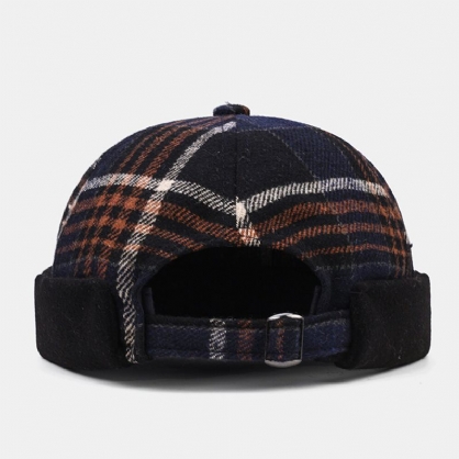 Collrown Unisex Casual Britse Stijl Rooster Strepen Patroon Brimless Schedel Hoed Verhuurder Hoed Beanie