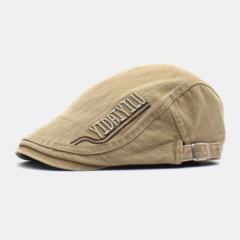 Mannen Katoen Borduurwerk Brief Retro Casual Platte Hoed Baret Hoed Forward Hat