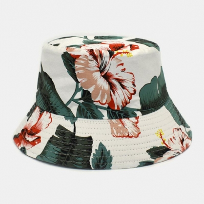 Unisex Katoenen Dubbelzijdige Draagbare Emmerhoed Met Bloemenbladpatroon Printing