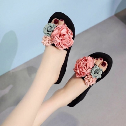 Dames Bloemdecoratie Open Teen Zomer Strand Slippers