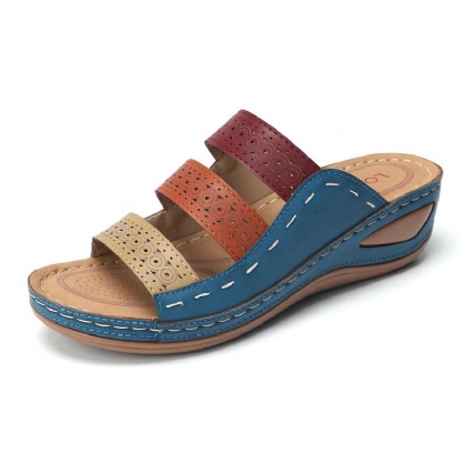 Grote Dames Pantoffels Met Uitgeholde Regenboog Stiksels