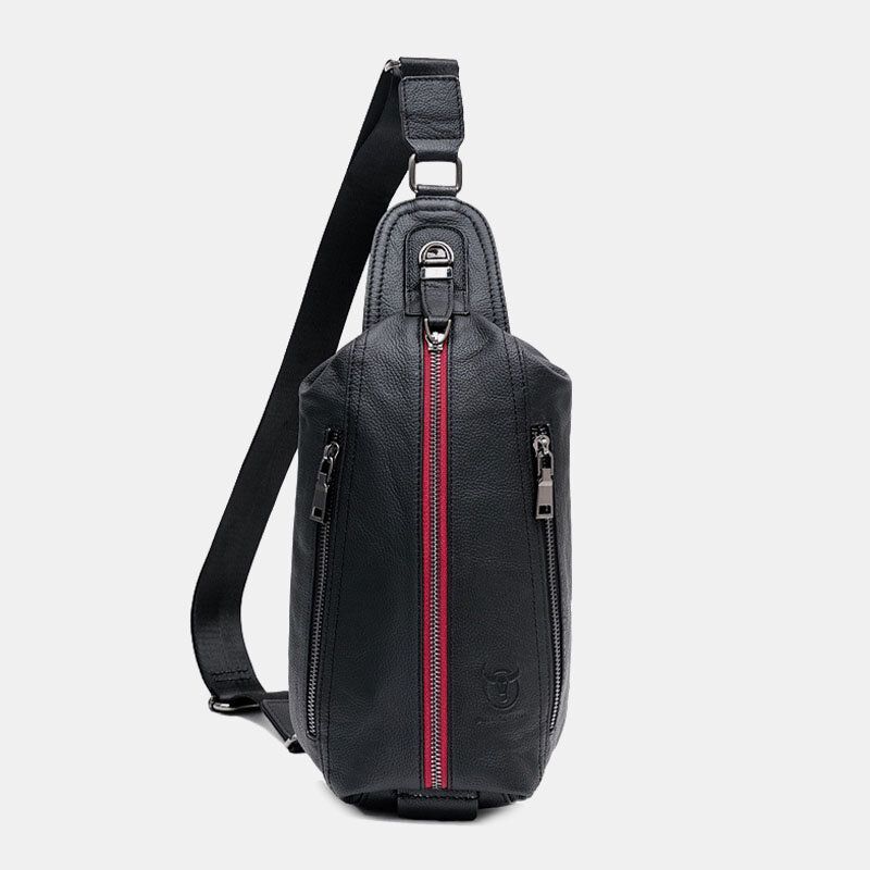 Mannen Koeienhuid Lederen Multi-pocket Retro Casual Anti-diefstal Borst Tassen Crossbody Schoudertas