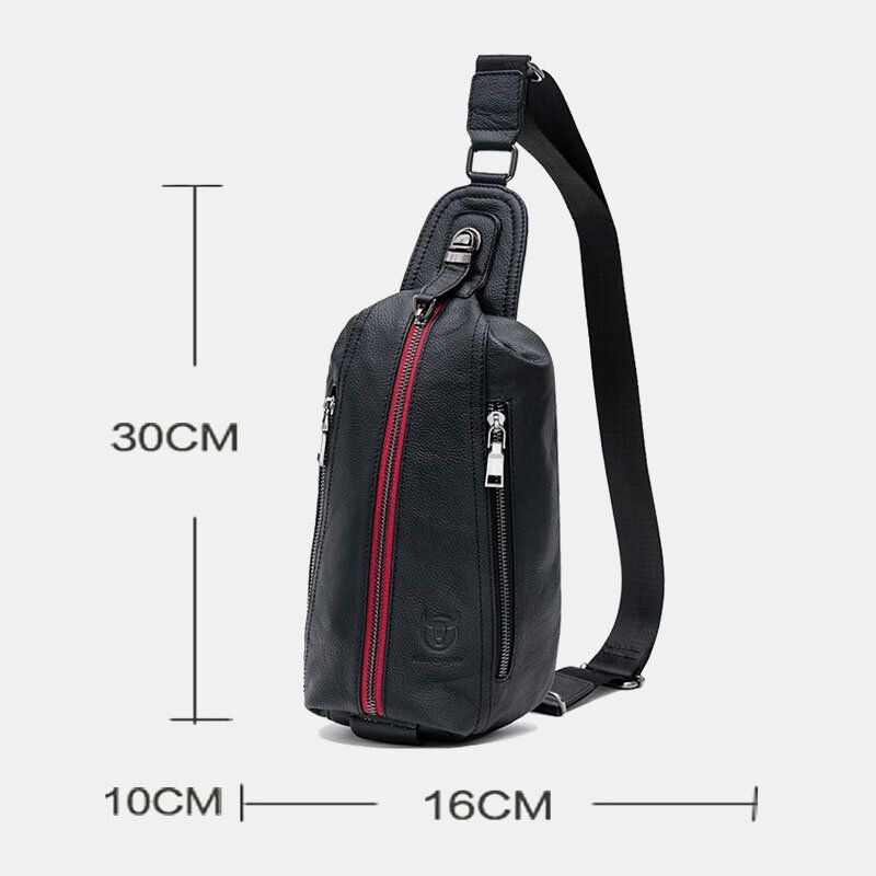 Mannen Koeienhuid Lederen Multi-pocket Retro Casual Anti-diefstal Borst Tassen Crossbody Schoudertas