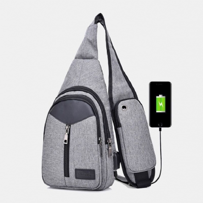 Mannen Oxford Grote Capaciteit Multifunctionele Headset Gat Usb Opladen Anti-diefstal Sling Tassen Crossbody Tas Borst Tas
