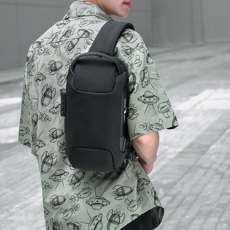 Mannen Oxford Wachtwoord Usb Opladen Anti-diefstal Multi-lagen Waterdichte Crossbody Tas Borsttas Sling Bag