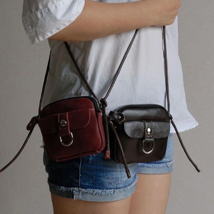 Dames Echte Lederen Korte Stijl Zachte Sleutel En Munt Crossbody Tas