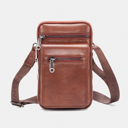 Mannen Echt Leer Koeienhuid Multi-carry Retro 7.2 Inch Telefoon Crossbody Tas Opknoping Heuptas Heuptas