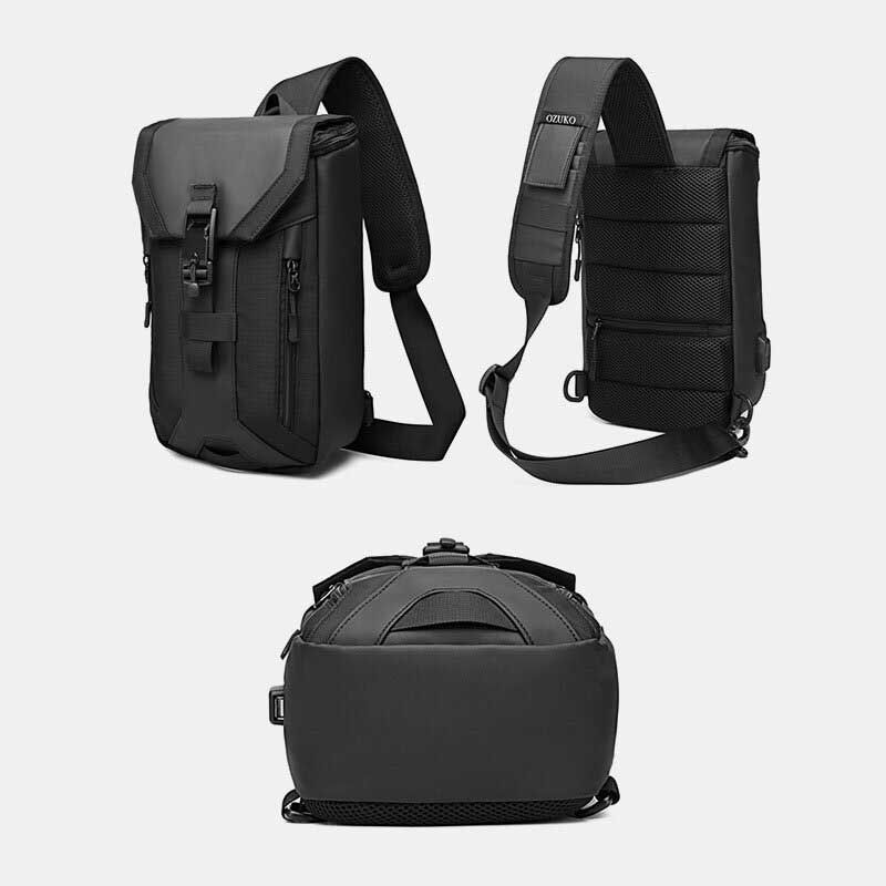 Mannen Oxford Usb Opladen Multi-pocket 3 Kaartsleuven Waterdichte Outdoor Crossbody Tas Borsttas Sling Bag