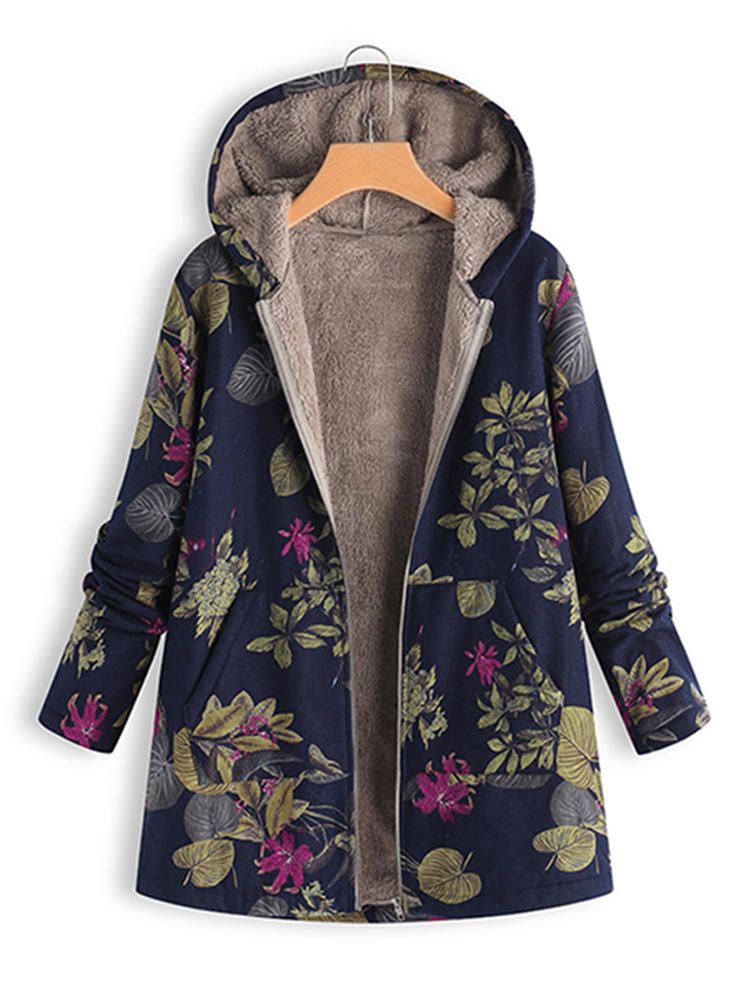 Dames Winter Warme Jas Met Lange Mouwen Fleece Hoodies Jassen Met Capuchon