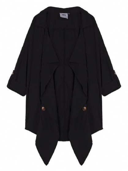 Losse Dames Reversknoopzak Onregelmatige Dunne Trenchcoat Jas
