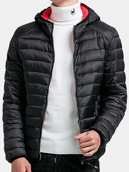 Heren Casual Effen Katoenen Buitenjas Met Capuchon En Capuchon