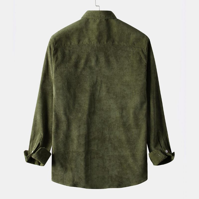 Heren Corduroy Retro Jas Met Grote Dubbele Zakken