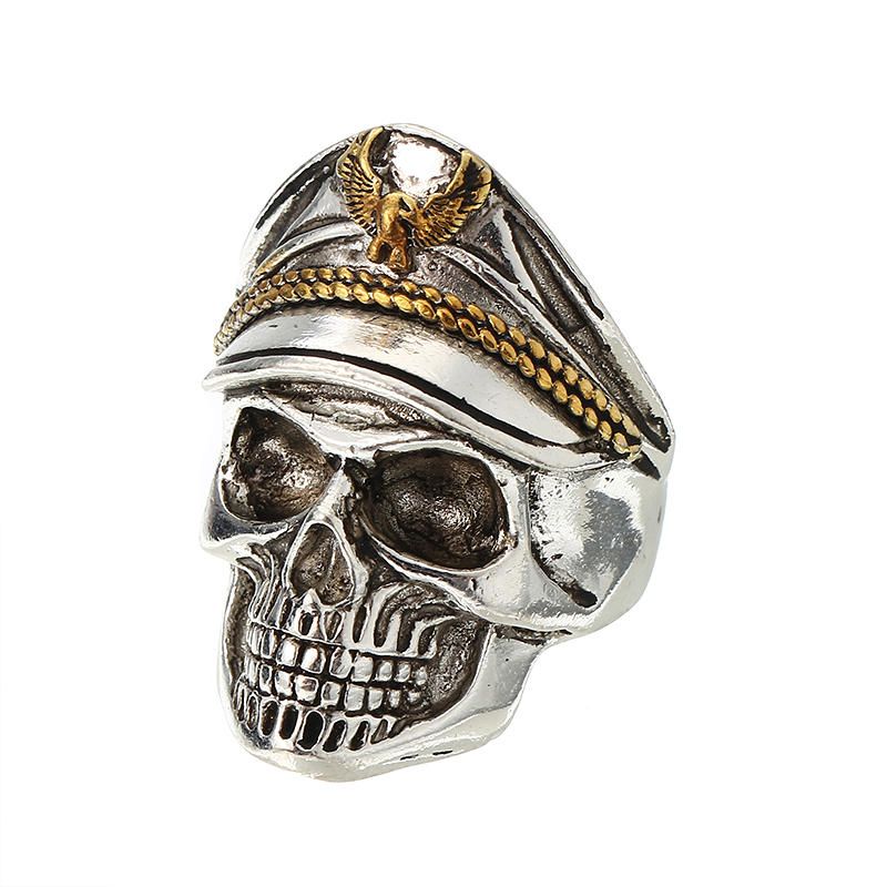 Cool Schedel Hoofd Verstelbare Vinger Ring Vintage Dubbele Adelaar Ring Voor Mannen