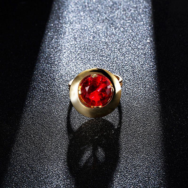 Ruby Crystal Vergulde Fijne Koperen Elegante Vinger Ring Fijne Sieraden Voor Vrouwen