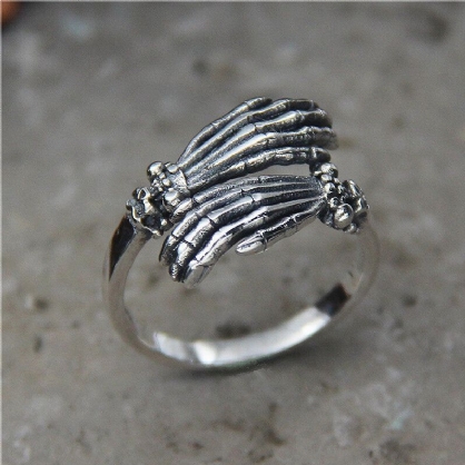 Vintage 925 Zilveren Staart Ring Dominante Schedel Hand Mannen Ring Sieraden Gift