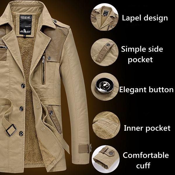 Dikke Warme Pluche Gesplitste Pu-leer Losse Trenchcoat