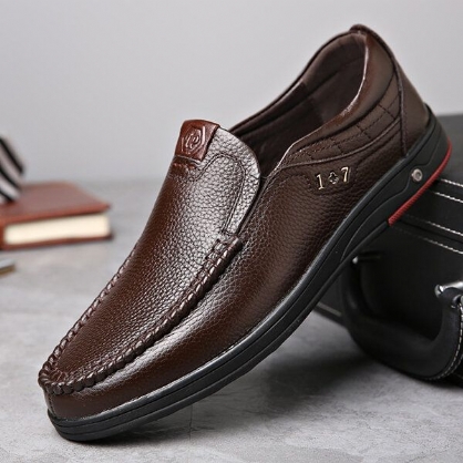 Comfy Casual Business Echt Lederen Slip Op Zachte Oxfords