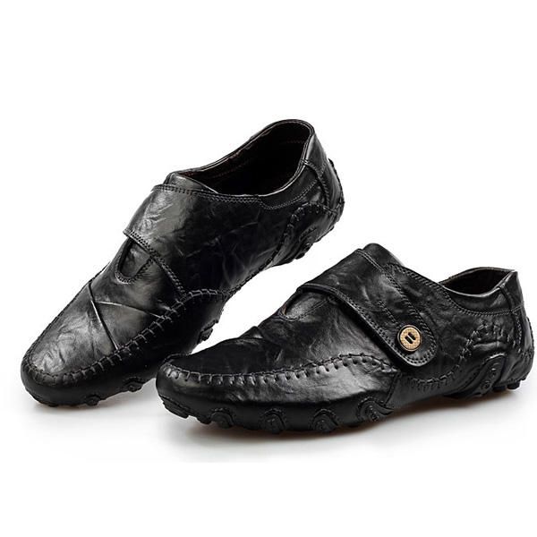 Mannen Zacht Leer Ademend Oxfords Octopus Patroon Rubberen Zool Rijden Schoenen