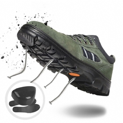 Heren Stalen Neus Slijtvaste Punctie Proof Outdoor Wandelen Leren Sneakers