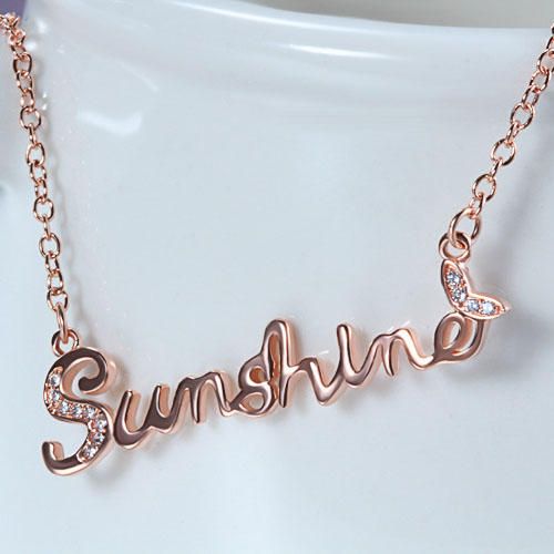 925 Sterling Zilver Sunshine Letter Woord Vrouwen Ketting Ketting Sieraden