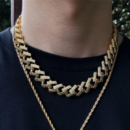Geometrische Vierkante Cubaanse Ketting Ketting