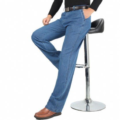 Zomerdunne Zakelijke Casual Elastische Jeans Met Rechte Pijpen
