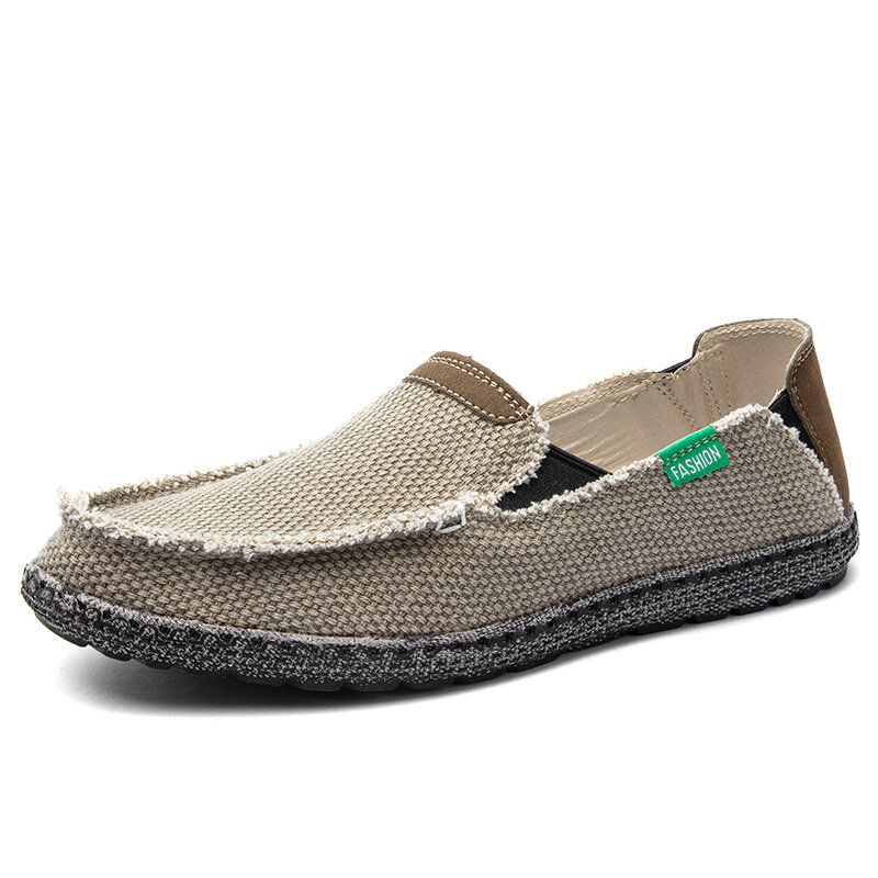 Heren Comfy Canvas Non Slip Ademende Instappers Casual Schoenen