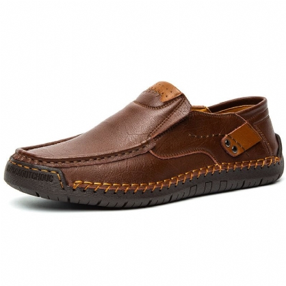 Heren Handstiksels Zachte Koeienhuid Antislip Comfy Zakelijke Casual Leren Schoenen