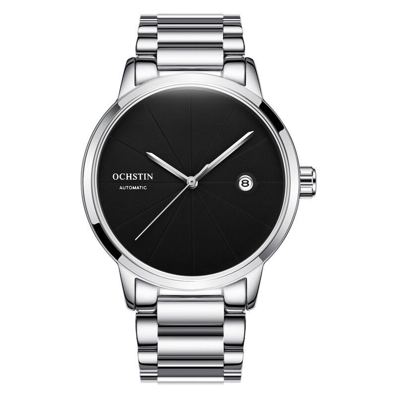 62025 Datumweergave Casual Stijl Automatisch Mechanisch Horloge Volledig Stalen Band Herenhorloge