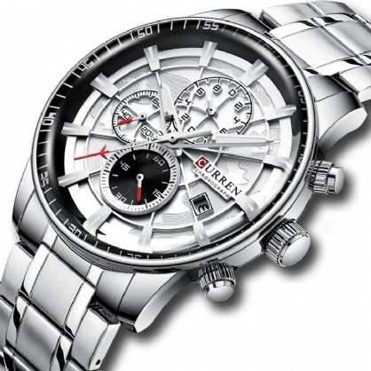 8362 Volledig Stalen Heren Polshorloge In Zakelijke Stijl Lichtgevend Quartz Horloge