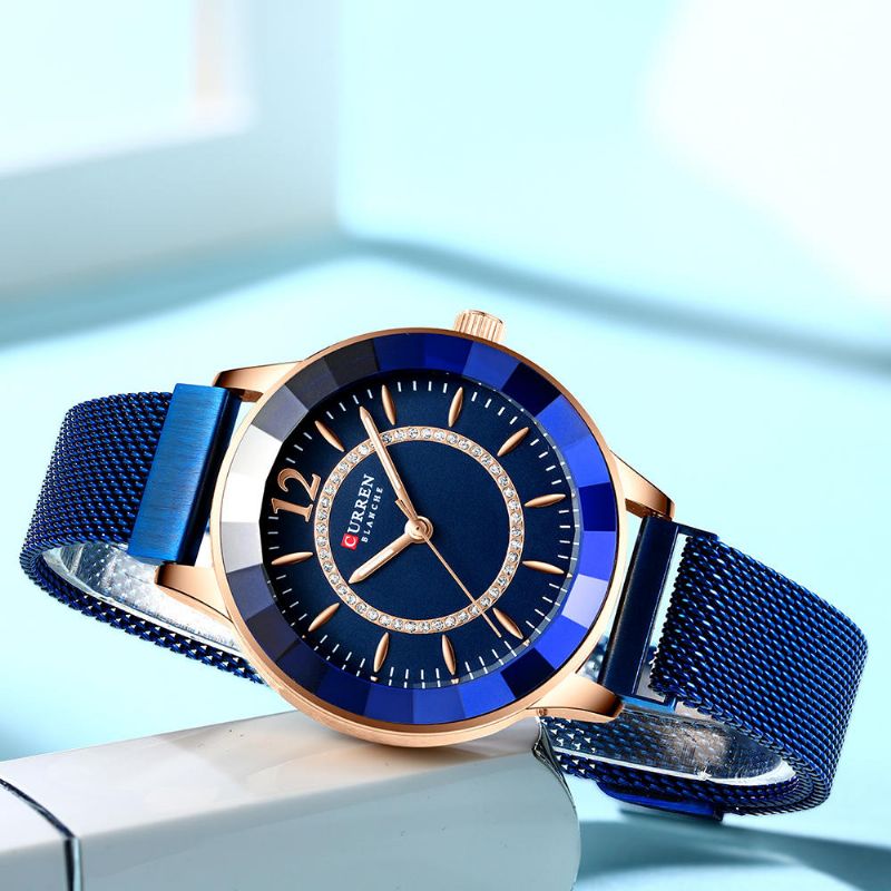 9066 Strass Modieus Dames Polshorloge Lichtgevend Kwartshorloge
