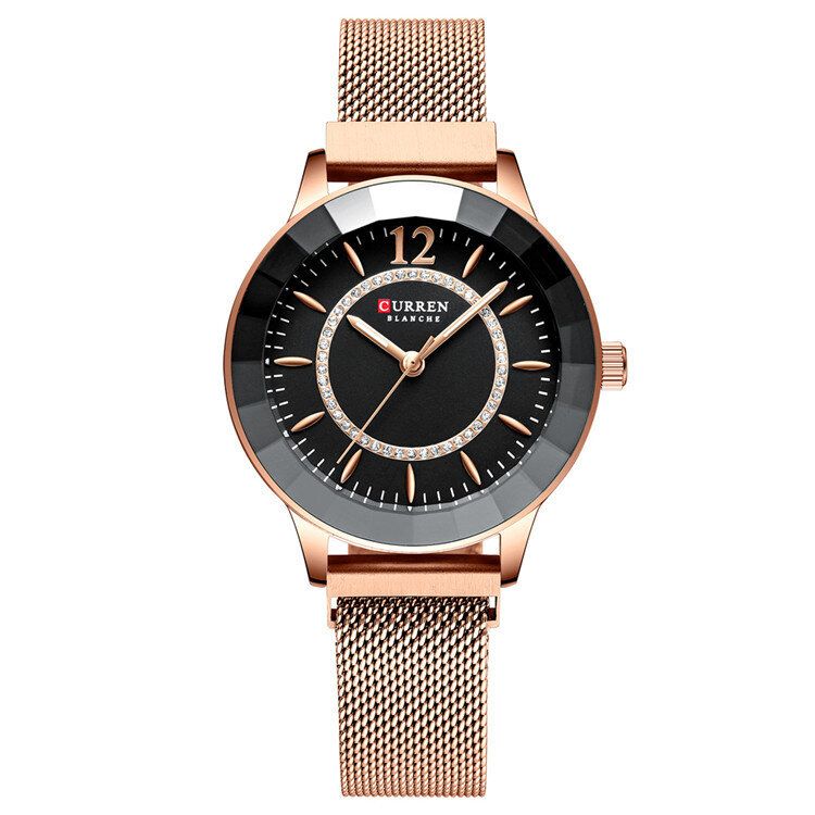 9066 Strass Modieus Dames Polshorloge Lichtgevend Kwartshorloge