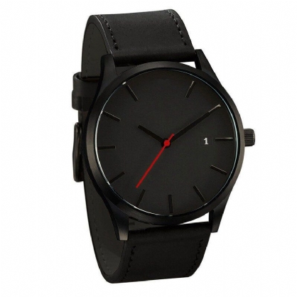 Casual Mode Grote Wijzerplaat Met Kalender Mat Pu Lederen Band Heren Polshorloge Quartz Horloge