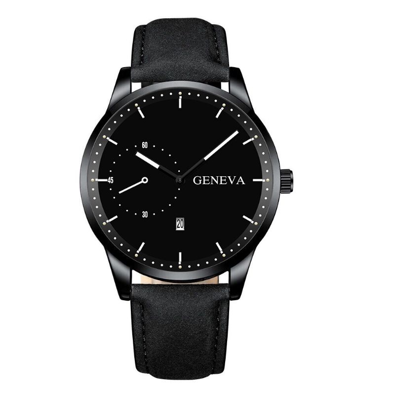 Khorasan Fashion Casual Met Kalender Wijzerplaat Pu Lederen Band Heren Quartz Horloge Polsbandje