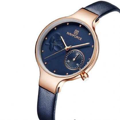 Nf5001 Waterdicht Elegant Dames Polshorloge Lederen Band Quartz Horloge
