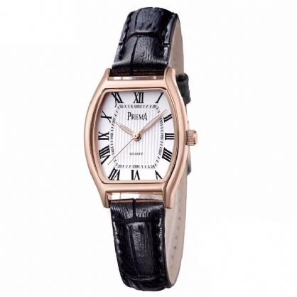 Preema Mode Toevallig Romeins Cijfer Pu Lederen Band Dames Quartz Horloge Polshorloge