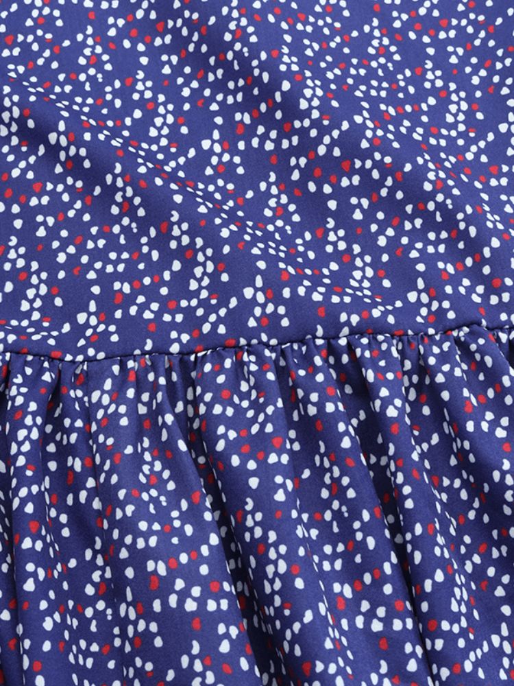 Polkadot Print Ronde Hals Terug Rits Casual Lange Mouw Maxi-jurken