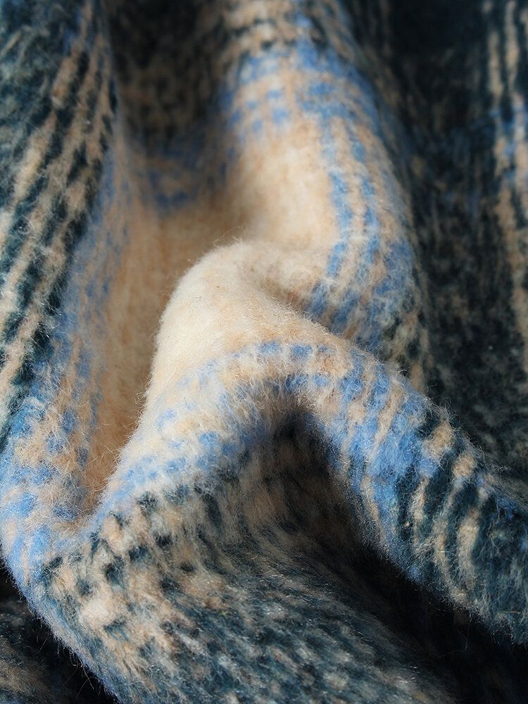 Vintage Geruite Teddyjas Met Meerdere Zakken En Lange Mouwen Voor Heren