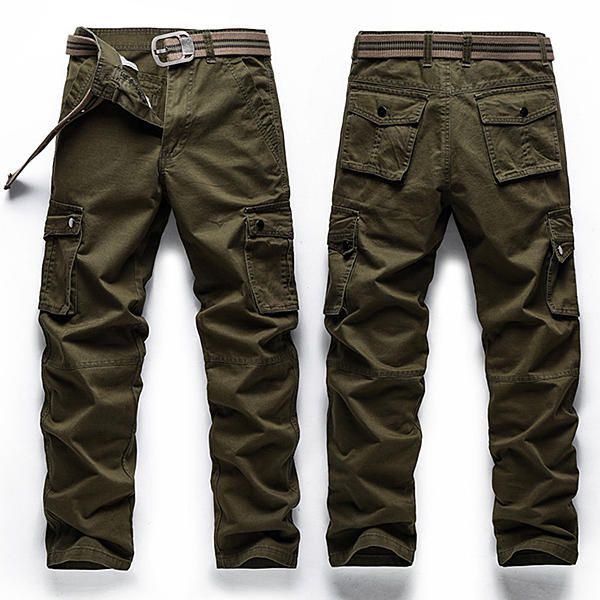 Big Maat 30-48 Multi Pocket Cargo Broek Mode Heren Outdoor Leger Casual Katoenen Broek