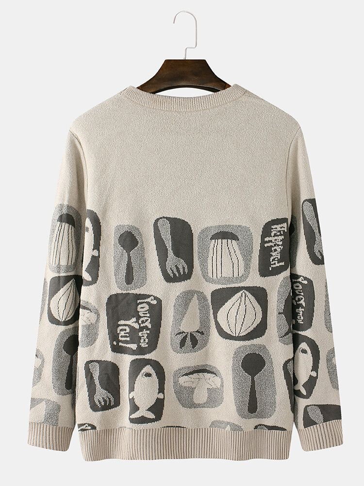 Grappige Cartoon Graphics Heren Breien Warme Pullover Trui