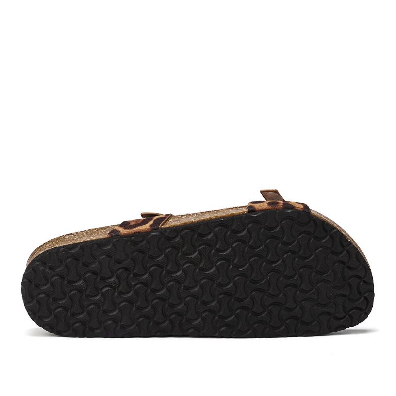 Comfy Strandsandalen Met Luipaardprint Voor Dames Met Platte Teen En Gespsluiting