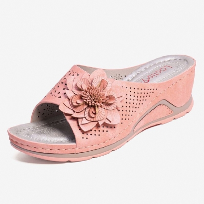 Dames Bloemdecoratie Verstelbare Riem Hollow Out Casual Zomersandalen