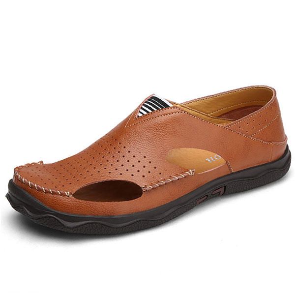 Heren Uitgeholde Casual Lederen Zachte Zool Sandalen