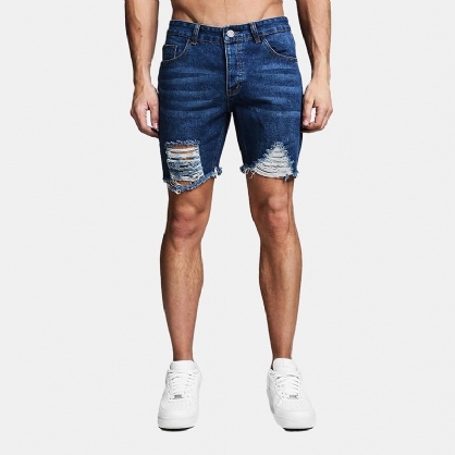 Contrastkleur Heren Slim Dunne Rechte Casual Denim Shorts