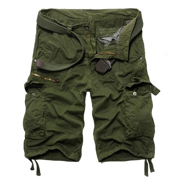 Heren Casual Solid Katoen Meerdere Zakken Grote Maat Cargo Short-broek