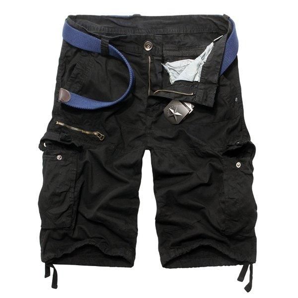 Heren Casual Solid Katoen Meerdere Zakken Grote Maat Cargo Short-broek