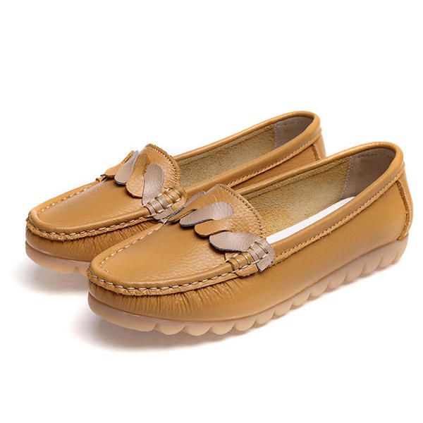 Comfortabele Zachte Zool Met Ronde Neus En Metalen Gesp Instappers Casual Loafers
